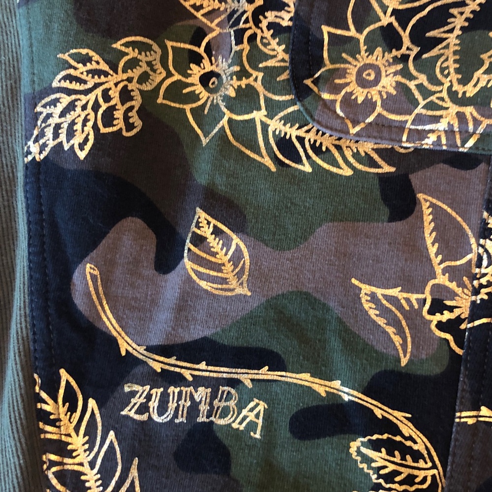 Zumba Fitness Camouflage Pants with Gold Floral Design - Picture 2 of 5
